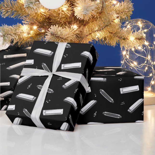 Mundharmonikaspieler Geschenkpapier (Feiertage)