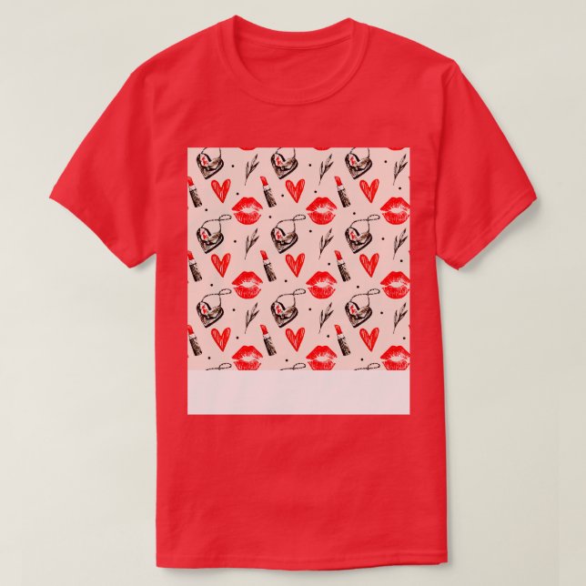 Mundküssen mit Lipstick-Muster 2 T-Shirt (Design vorne)