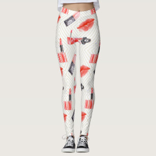 Mundküssen mit Lipstick-Muster Leggings