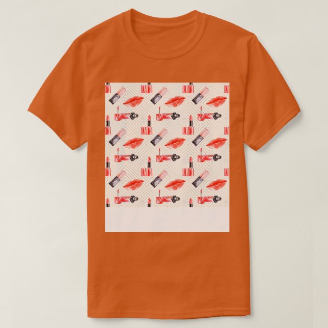 Mundküssen mit Lipstick-Muster T-Shirt (Design vorne)