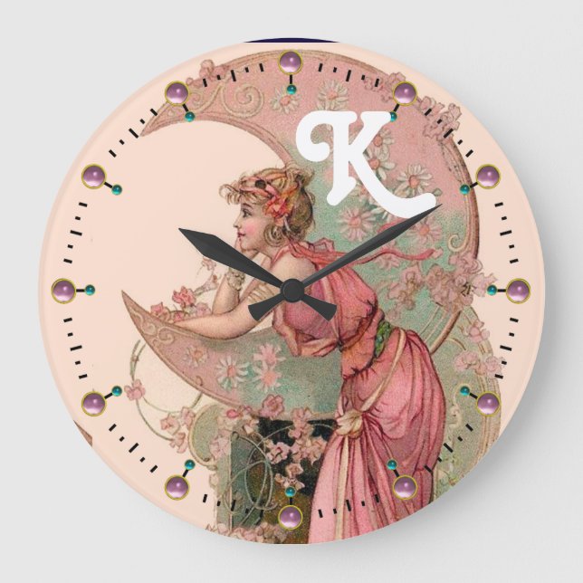 MUNDLADY MIT BLUME IM PINKMONOGRAM GROßE WANDUHR (Vorderseite)