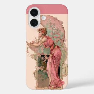 MUNDLADY MIT BLUME IN PINK iPhone 16 HÜLLE