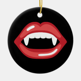 Mundschutz mit roten Lippen und Fanggeräten Keramikornament