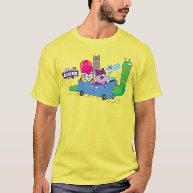 Mung, Chowder, Shnitzel & Truffles in Snail Car T-Shirt (Vorderseite)