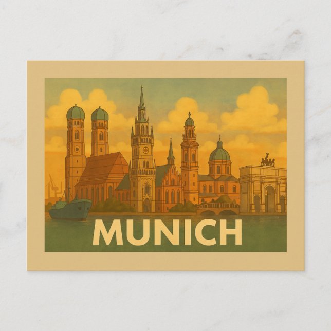 Munich Germany City Art Postkarte (Vorderseite)