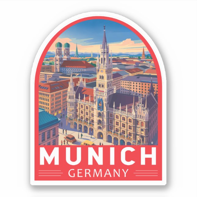 Munich Germany Travel Art Emblem Aufkleber (Vorderseite)