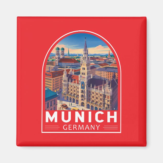 Munich Germany Travel Art Emblem Magnet (Vorne)