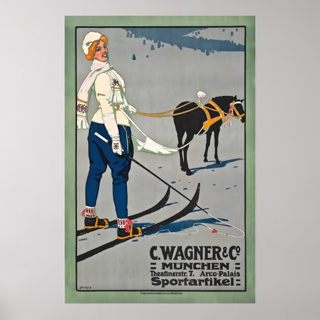 Munich Skiing in Germany Vintage Ski Poster (Vorne)