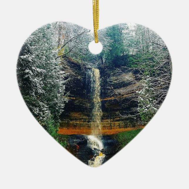 Munising fällt obere Halbinsel Michigan Keramik Ornament (Vorne)