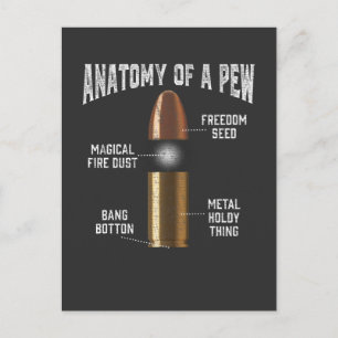 Munition Pew Anatomy Funny Gun Bullet Weapon Postkarte