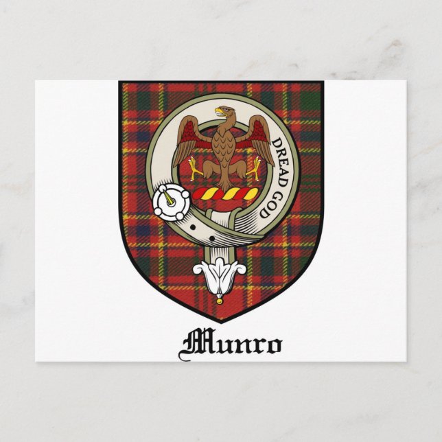 Munro Clan Wappen Abzeichen Tartan Postkarte (Vorderseite)