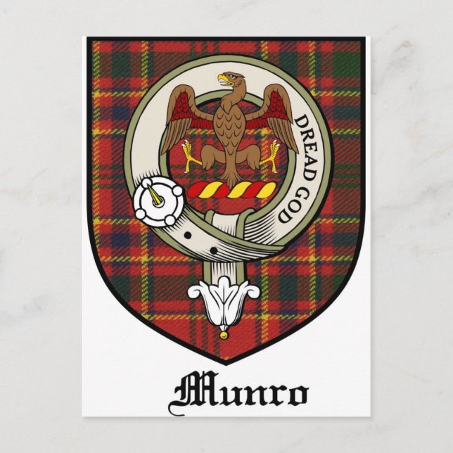 Munro Clan Wappen Abzeichen Tartan Postkarte (Vorderseite)