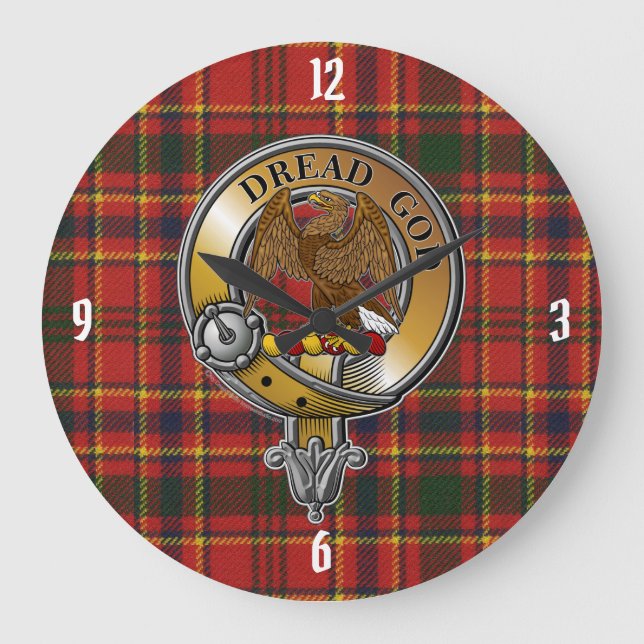 Munro Tartan & Abzeichen Große Wanduhr (Vorderseite)