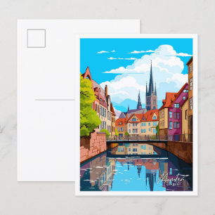 Münster Deutschland Kunst Vintage Reise Illustrati Postkarte