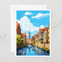 Münster Deutschland Vintage Reise Illustration