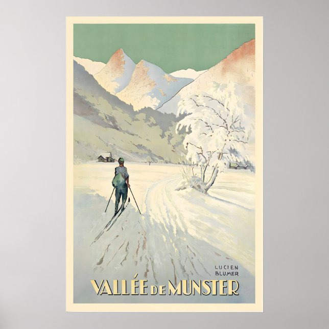 Munster Valley Alsace France Vintage Ski Poster (Vorne)