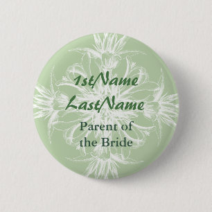Münz- und Weiß vintage Blumen Namensschild Button