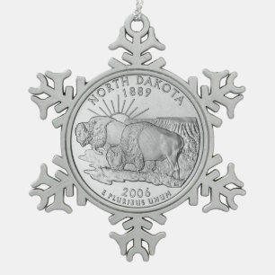 Münze des Bundesstaates North Dakota Schneeflocken Zinn-Ornament