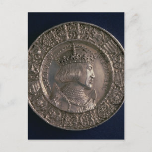 Münze mit dem Portrait von Charles V. Postkarte