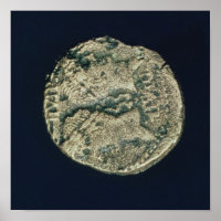Münze mit den Köpfen von Julius Cäsar und Augustus