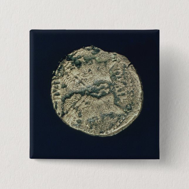Münze mit Köpfen von Julius Cäsar und von Augustus Button (Vorderseite)