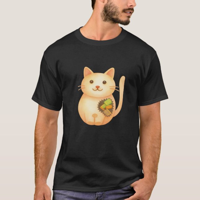 Münzen-CAT auf dunklen Canva Tees (Vorderseite)