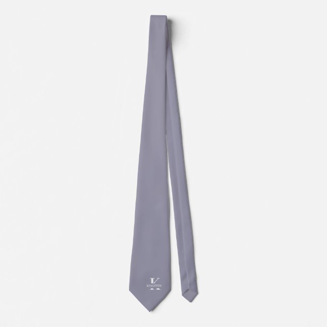 Münzgrau elegante Monogramm + Name Krawatte (Vorderseite)