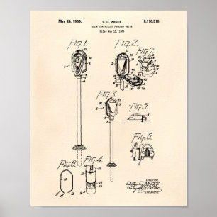 MünzparkMeter 1938 Patent Art Old Peper Poster