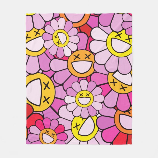 Murakami-Blumen Fleecedecke (Vorderseite)