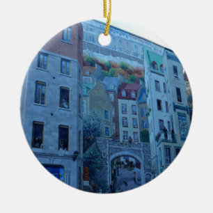 Mural in Old Quebec City, Quebec, Canada Keramik Ornament