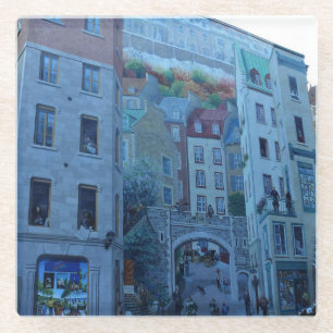 Mural in Old Quebec City, Quebec, Kanada Glasuntersetzer