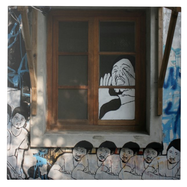 Mural on house, Taipei, Taiwan Fliese (Vorderseite)