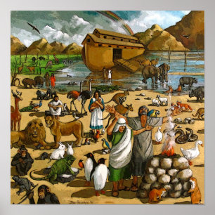 Mural von Noah und Ark: Tiere, Regenbogen, Kunst Poster