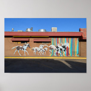 Mural von Paint Horses, Tucumcari, New Mexico Poster