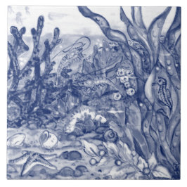 Mural von Shrimps unter Sea Dark Blue Ocean Pc#9  Fliese