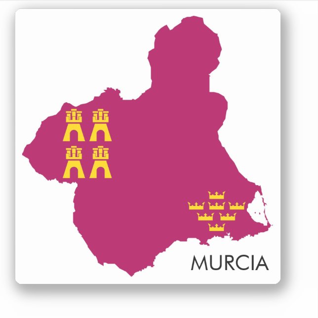 Murcia-Karte/Flagge Aufkleber (Vorderseite)