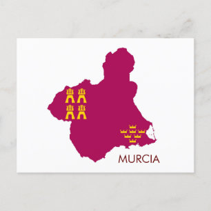 Murcia-Karte/Flagge Postkarte
