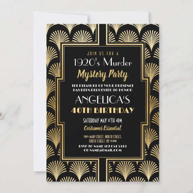 Murder Mystery Birthday Dinner Party der 20er Jahr Einladung (Vorderseite)