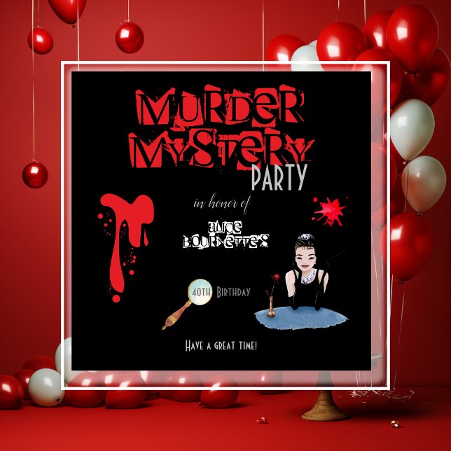 Murder Mystery Birthday Party Black Elegante Serviette (Von Creator hochgeladen)
