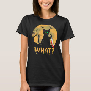 Murdera Cat mit Knife Halloween Black Cat Spaß T-Shirt