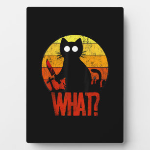 Murderous Black Psycho Niedlich Cat What Knife Chr Fotoplatte