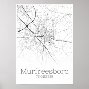 Murfreesboro Karte - Tennessee - City Map Poster