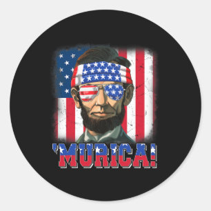 Murica Abe Lincoln 4. Juli Murica Patriotic Me Runder Aufkleber