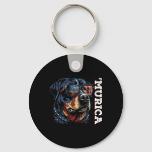 Murica Patriotic Rottweiler 4. Juli Hund Schlüsselanhänger