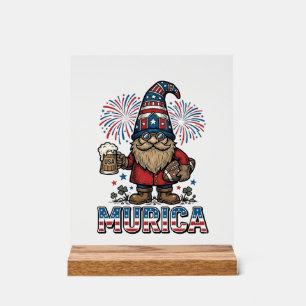 Murica Patriotischer Gnom Bier Vintage-Shirt-Desig Acrylschild