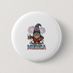 Murica Patriotischer Gnom Bier Vintage-Shirt-Desig Button