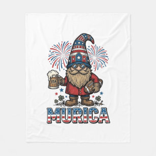 Murica Patriotischer Gnom Bier Vintage-Shirt-Desig Fleecedecke