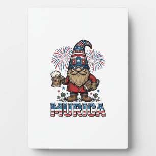 Murica Patriotischer Gnom Bier Vintage-Shirt-Desig Fotoplatte