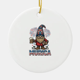 Murica Patriotischer Gnom Bier Vintage-Shirt-Desig Keramik Ornament