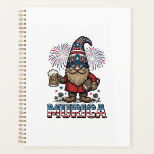 Murica Patriotischer Gnom Bier Vintage-Shirt-Desig Planer